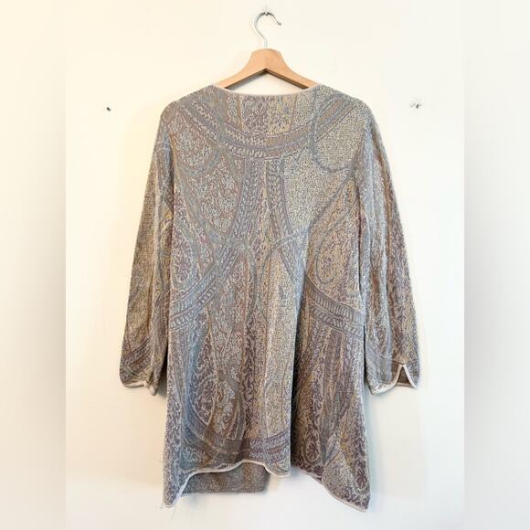 Peruvian connection pointelle knit long cardigan 100% Pima cotton lightweight - Picture 6 of 8